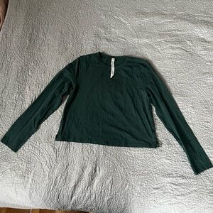 Lululemon Athletics Dark Green Classic-Fit Cotton-Blend Long Sleeve Top